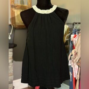 Umgee Black Halter Top with Crochet Detail